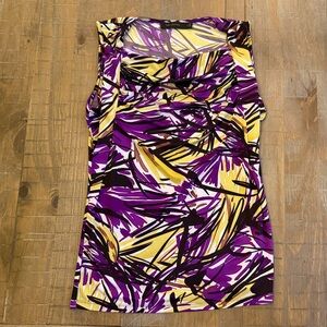The Limited Purple and Yellow Abstract Sleeveless Blouse Small